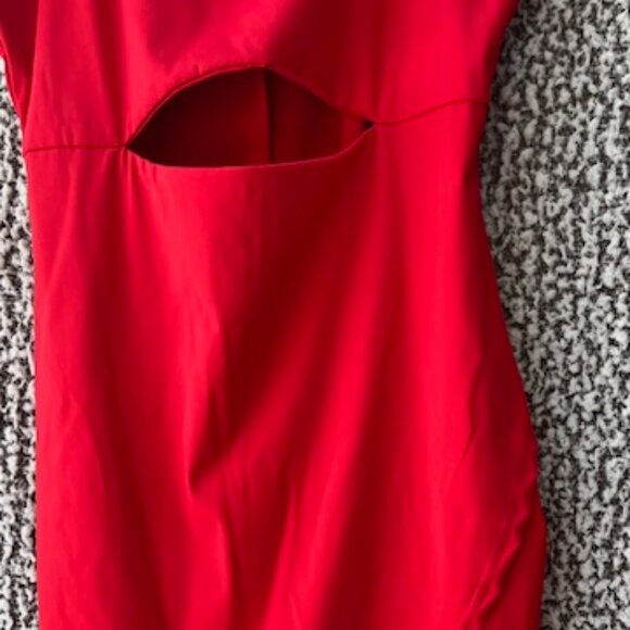 VIDUSSA Red Spaghetti Strap Open Midriff Mini Dress - Picture 3 of 9